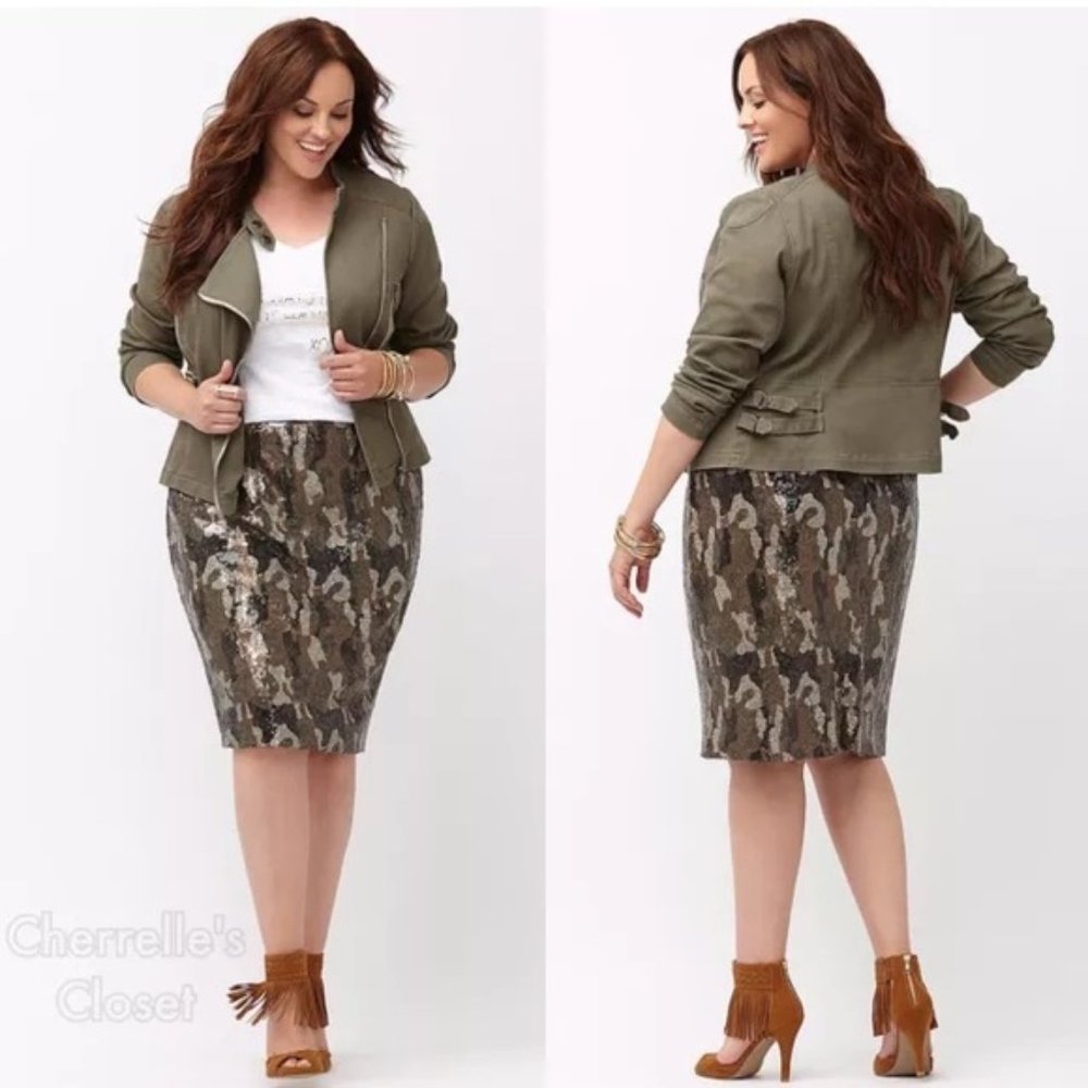 Lane Bryant - Camo Sequin Pencil Skirt - S…